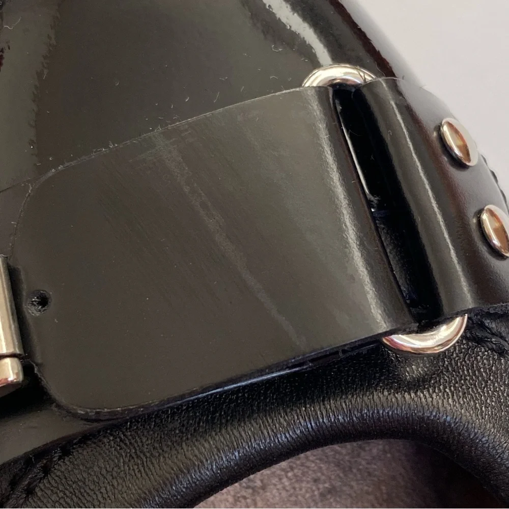 AGL Attilio Giusti Leombruni black leather patent round toe buckle ballet flats - Picture 8 of 9